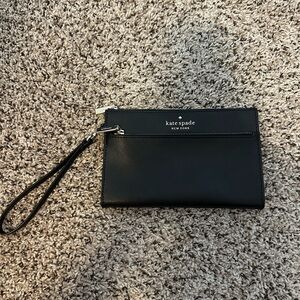 kate spade Black Leather Wristlet Pouch with Detachable Strap